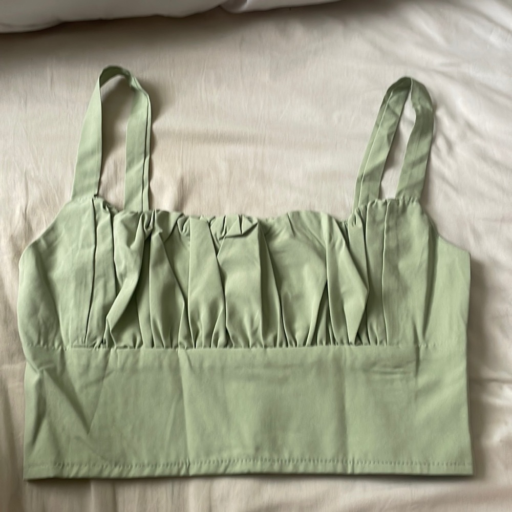 Sage Green Ruched Bust Cami Top